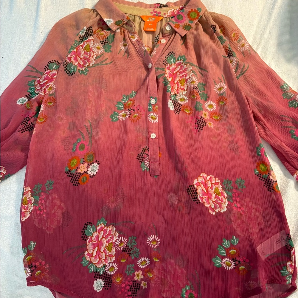 Women's Floral Pink Ombré Blouse